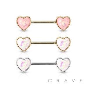 OPAL HEART ENDS 316L SURGICAL STEEL NIPPLE BAR